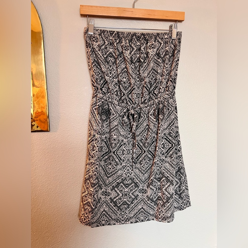 Patterned short tube dress - elastic top, adjustable waist cute casual sundress